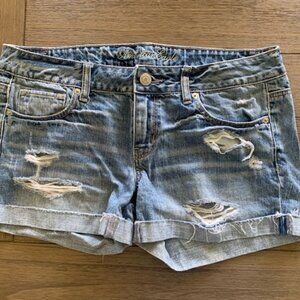 American Eagle Outfitters Medium Wash Cuffed Denim Jean Shorts - Size 10